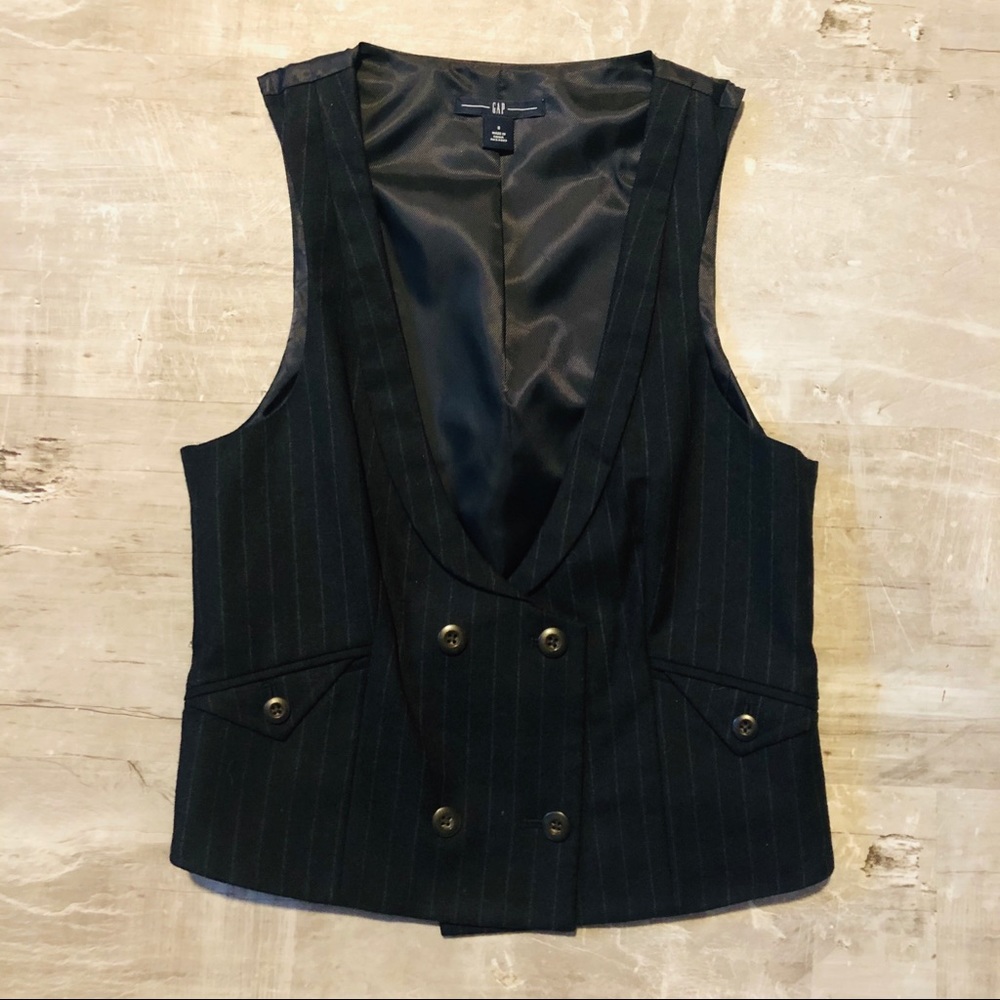 GAP Black Pinstripe Vest